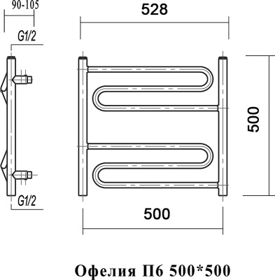 Полотенцесушитель водяной Domoterm Офелия П6 500*500 Хром