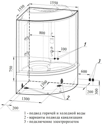Душевой бокс Radomir Калифорния 1 155x155 1-04-1-0-4-0781 профиль Белый стекло матовое
