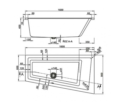 Акриловая ванна Vagnerplast Cavallo 160x90 L без гидромассажа