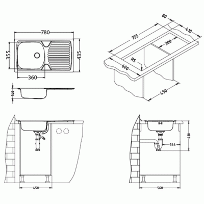 Кухонная мойка Alveus Basic 170 1085986 Нержавеющая сталь