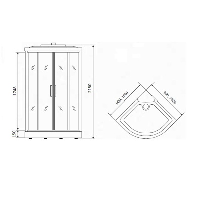 Душевая кабина Timo Eco TE-0709 P 90x90 профиль Белый стекло матовое