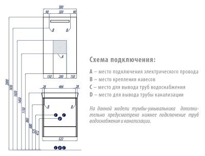 Тумба под раковину Акватон Йорк 55 М 1A170801YOAV0 белый глянец/ясень фабрик