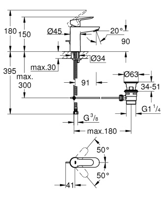 Смеситель для раковины Grohe BauEdge 23328000 Хром