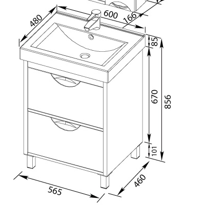 Тумба под раковину Aquanet Гретта 60 239400 Дуб светлый