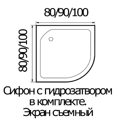 Акриловый поддон для душа River 80x80x26 радиальный Белый