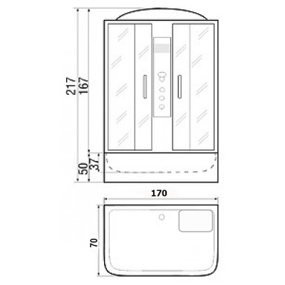 Душевой бокс River Sena 170x70x50 ТН 10000001807+10000001808 с поддоном