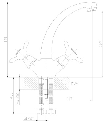 Смеситель Rossinka Q02-64 для кухонной мойки