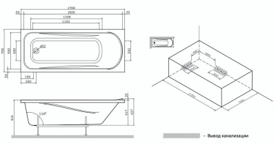 Акриловая ванна AM.PM Sense 170х70 W75A-170-070W-KL без гидромассажа