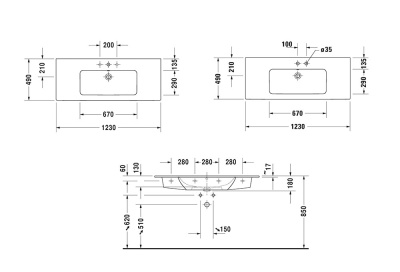 Раковина Duravit ME by Starck 123 2336120060 Белая
