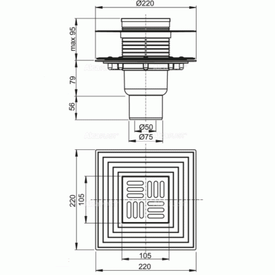Трап для душа Alcaplast APV2324 с решеткой Хром