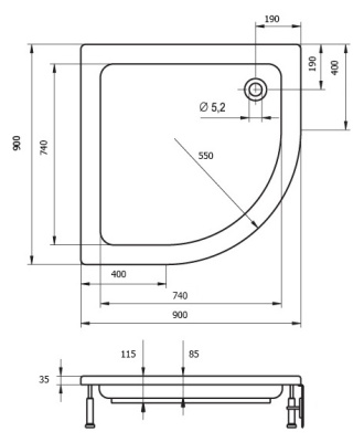 Акриловый поддон для душа Riho 207 90х90 DA2100500000000 Белый без антискользящего покрытия