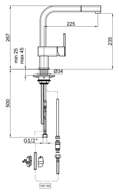 Смеситель для кухни Webert Kitchen Dado DA940302 Хром