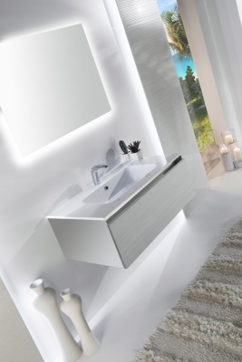 Тумба с раковиной SanVit Кубэ-1 120 в цвете Ral подвесная Белый глянец