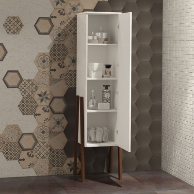 Шкаф пенал Opadiris Флоридо 35 R Z0000014839 Белый глянцевый/Светлый орех