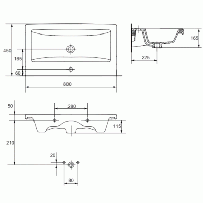 Комплект мебели для ванной Aquanet Порто 80 196677 подвесной Белый
