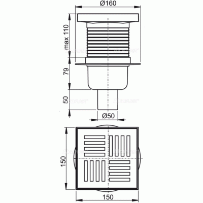 Трап для душа Alcaplast APV6211 с решеткой Хром