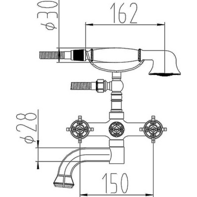 Смеситель для ванны ZorG Antic A 2001W-BR Бронза