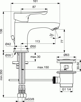 Смеситель для раковины Ideal Standard Dot 2.0 BC320AA Хром