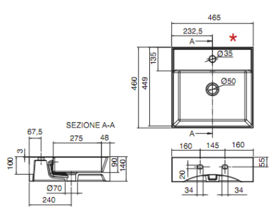 Раковина Scarabeo Teorema 8031R Белая