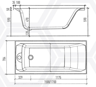 Акриловая ванна Eurolux Bath Qwatry 150х70 E1015070029 без гидромассажа