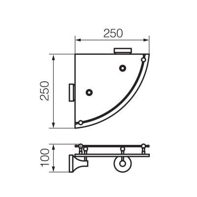 Стеклянная полка Veragio Gialetta VR.GIL-6417.CR угловая Хром