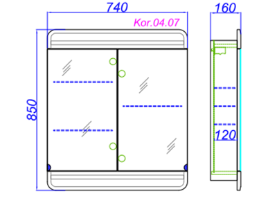 Зеркальный шкаф Aqwella Корсика 74 Kor.04.07 Белый