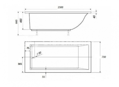Ванна из искусственного камня Castone Кроха 150x73 Белая