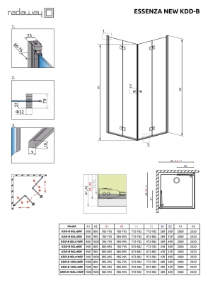 Дверь душевого уголка Radaway Essenza New KDD-B 80 L профиль Хром стекло прозрачное