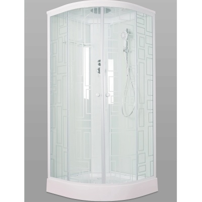 Душевая кабина Bolu Sektors 100х100 BL-100n профиль Белый стекло прозрачное с художественным рисунком