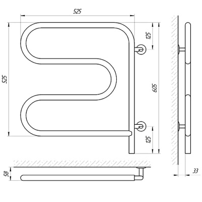 Электрический полотенцесушитель Laris М-образный 50х50 поворотный Хром