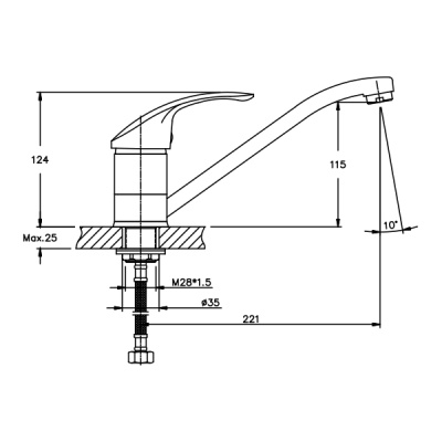 Смеситель для кухни Mixxus Mars 555 MX0053 Хром Смеситель для кухни Mixxus Mars 555 MX0053 Хром