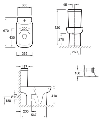 Унитаз Jacob Delafon Replay 4973K-00 без сиденья и бачка