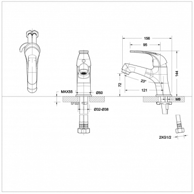Смеситель для раковины Bravat Fit F1135188CP-RUS Хром