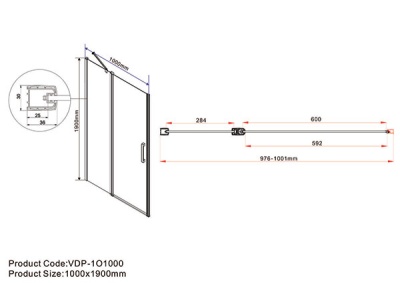 Душевая дверь Vincea Orta VPP-1O100CL 100x190 профиль Хром стекло прозрачное