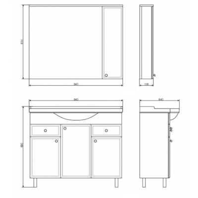 Зеркало со шкафом Comforty Сочи 85 3132119 Белый глянец