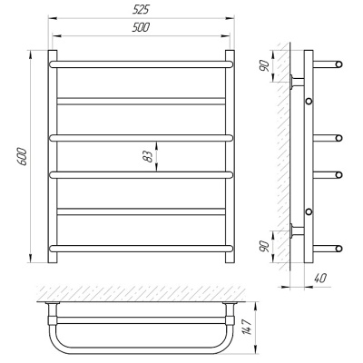 Электрический полотенцесушитель Laris Комфорт П6 60х50 Белый Электрический полотенцесушитель Laris Комфорт П6 60х50 Белый