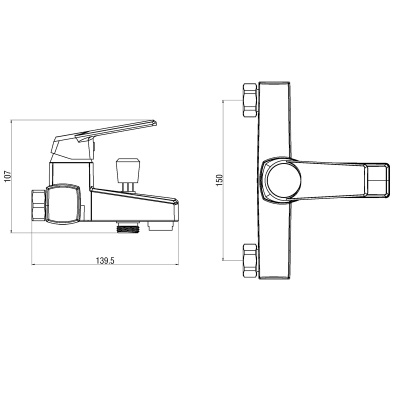 Смеситель для ванны Orange OneLife P02-100cr Хром