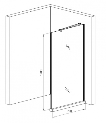 Душевая стенка Gemy D70 70x190 профиль Хром стекло прозрачное