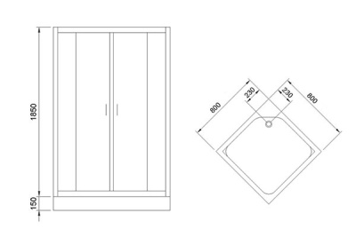 Душевой уголок Royal Bath HP 80х80 RB80HP-T с поддоном профиль Белый стекло прозрачное
