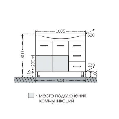 Тумба с раковиной СанТа Эльбрус 100 Белая