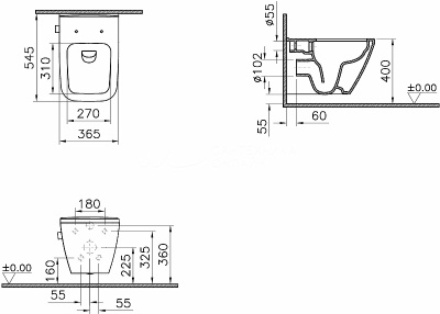Унитаз Vitra Integra Square 7082B003-7209 подвесной без сиденья
