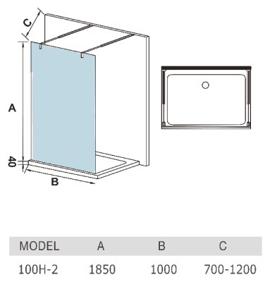 Душевая перегородка WeltWasser WW400 H-2 100 10000001235 кронштейны Хром стекло прозрачное