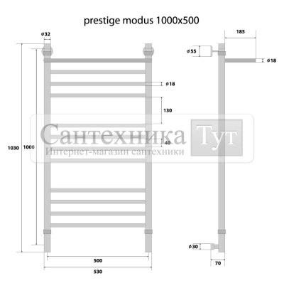 Полотенцесушитель Energy Prestige Modus 1000x500 водяной хром
