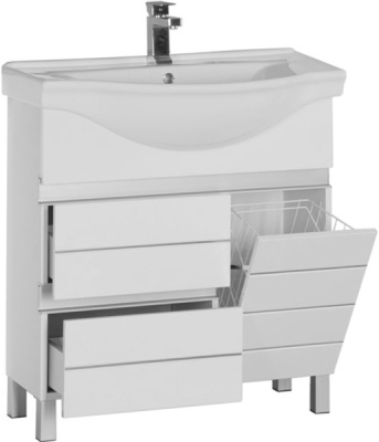 Тумба под раковину Aquanet Доминика 80 172375 с корзиной для белья Белая