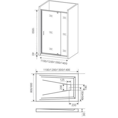 Душевая дверь в нишу Good Door Orion WTW-PD-110 110 профиль Хром стекло прозрачное