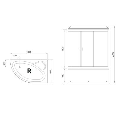 Душевая кабина Royal Bath ALP 150x100 RB150ALP-T-CH-R с гидромассажем стекло прозрачное задние стенки Белые