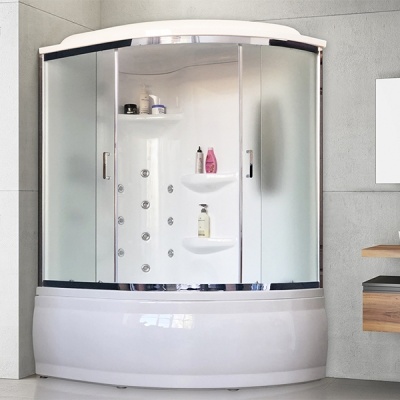 Душевая кабина Royal Bath ALP 140x95 RB140ALP-C-CH-L с гидромассажем стекло матовое задние стенки Белые