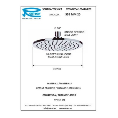 Верхний излив Remer 359MM20 Хром