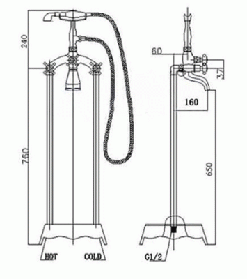 Смеситель для ванны Abber AB8245 Хром