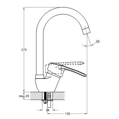 Смеситель для кухни G-Lauf KLO4-C181 Хром